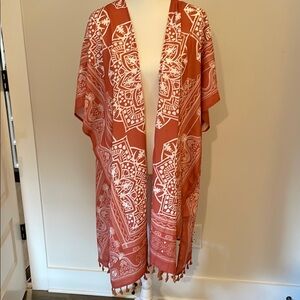 Rust and White Patterned Kimono